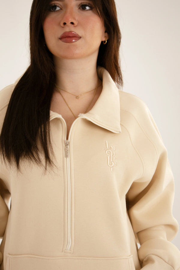 Beige Long Zipper suit (Women’s) - Yabooya