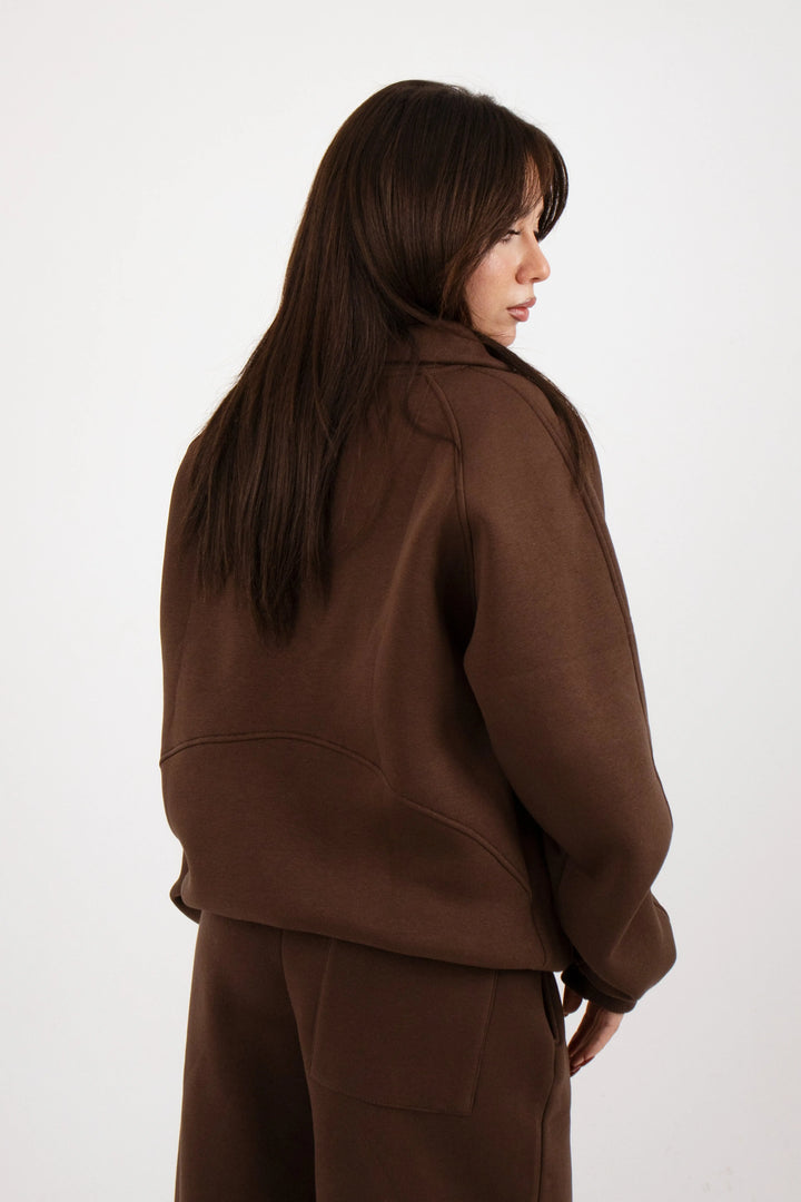 Brown Long Zipper suit (Women’s) - Yabooya