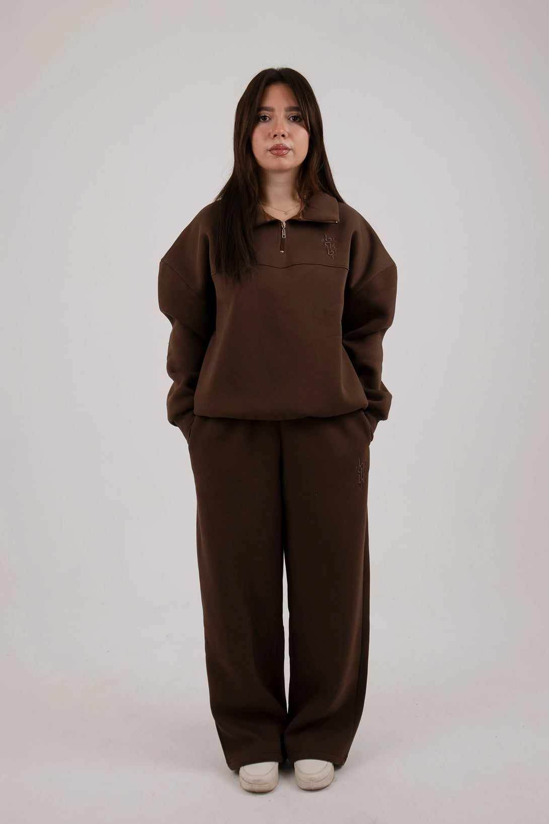 yabooya-brown-quarter-zipper-suit