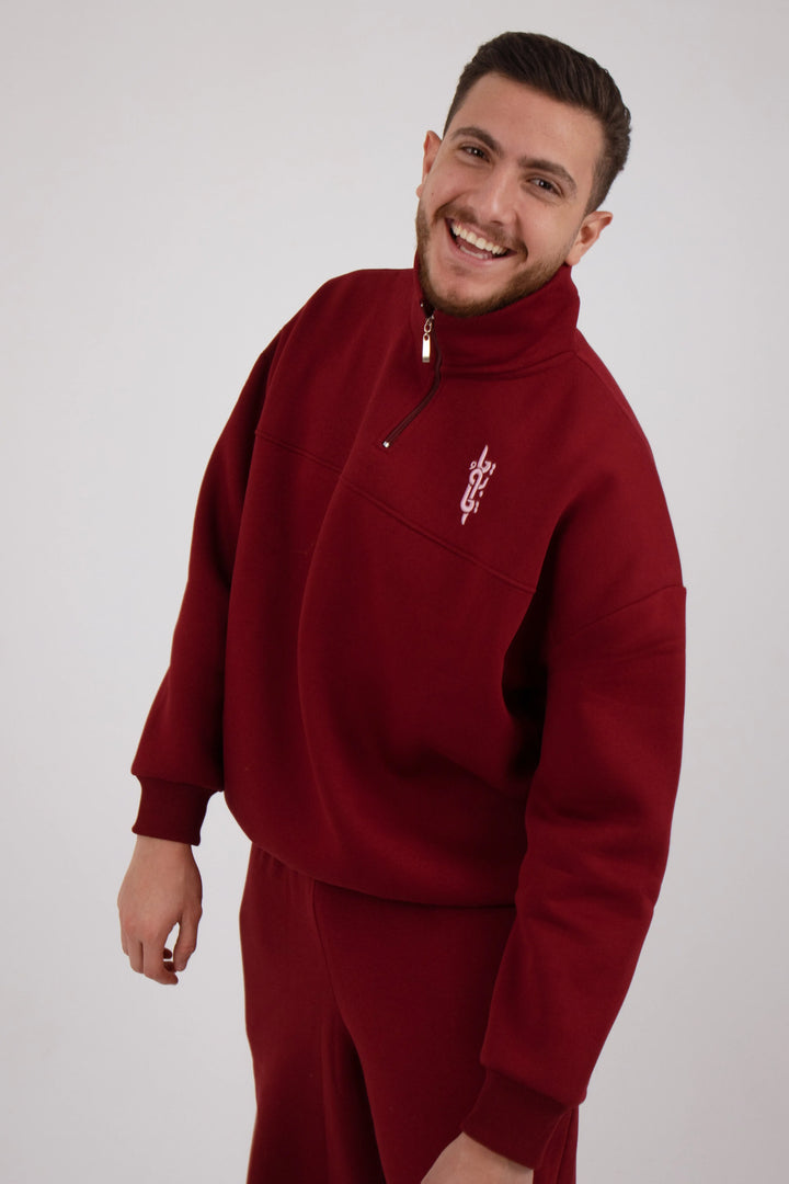 Burgundy Zipper Suit (Unisex) - Yabooya