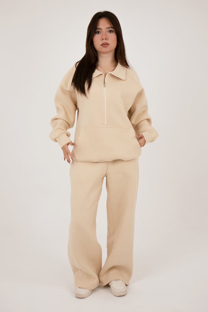 Beige Long Zipper suit (Women’s) - Yabooya