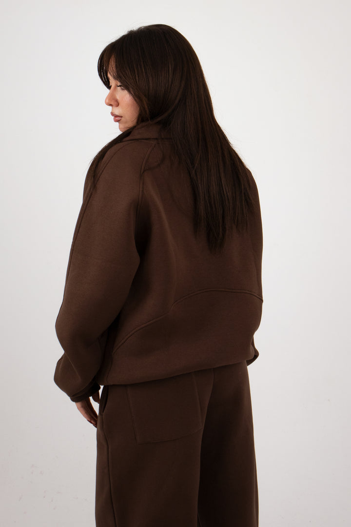 Brown Long Zipper suit (Women’s) - Yabooya