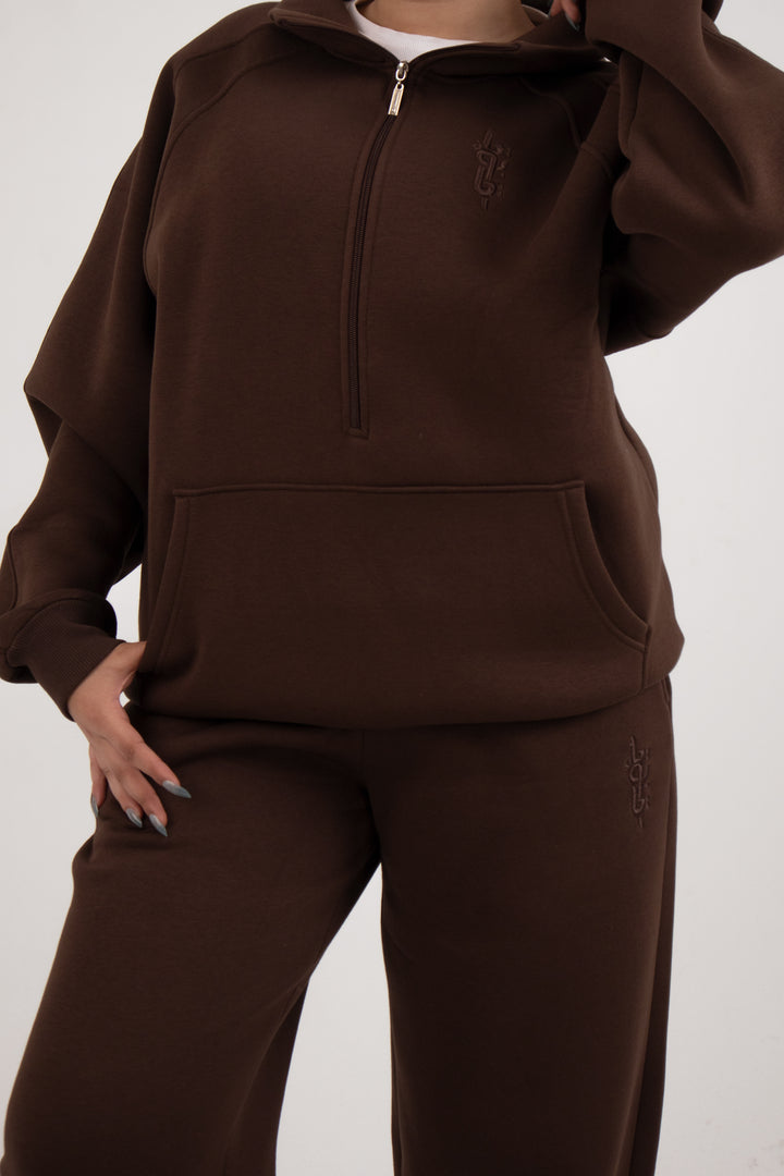 Brown Long Zipper suit (Women’s) - Yabooya