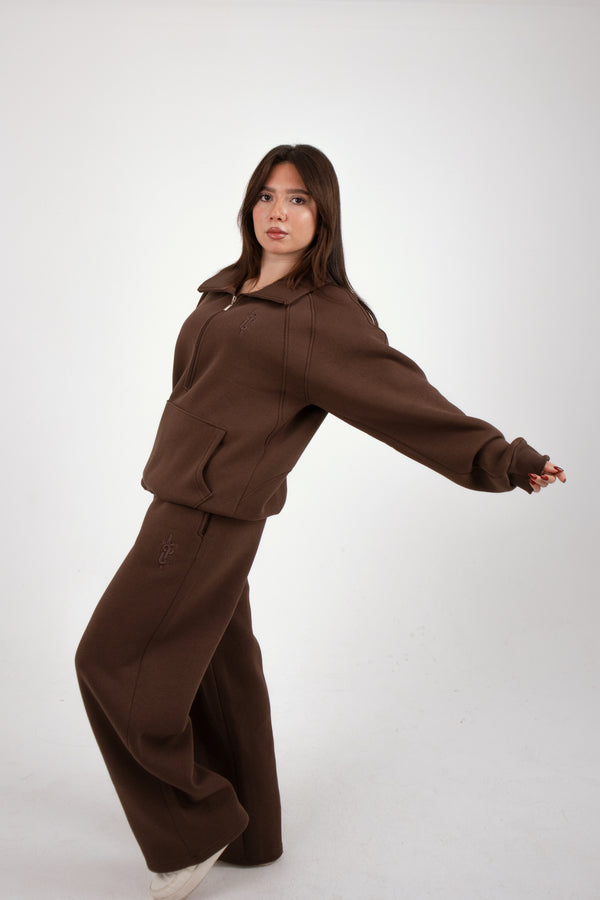 Brown Long Zipper suit (Women’s) - Yabooya