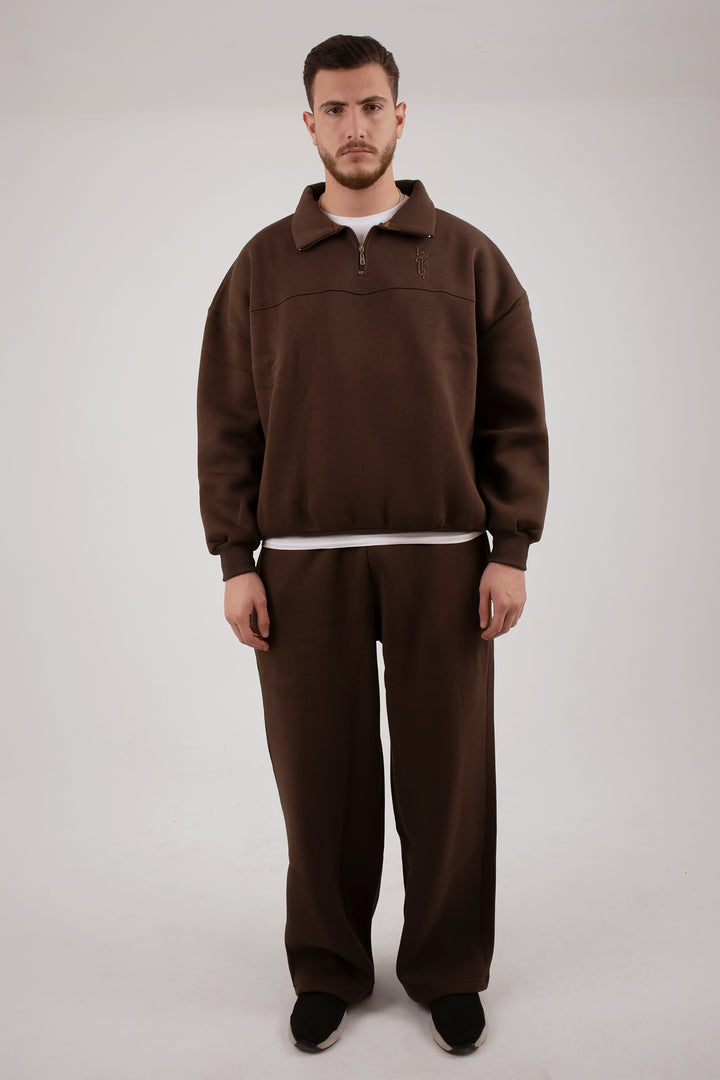 Brown Zipper Suit (Unisex) - Yabooya