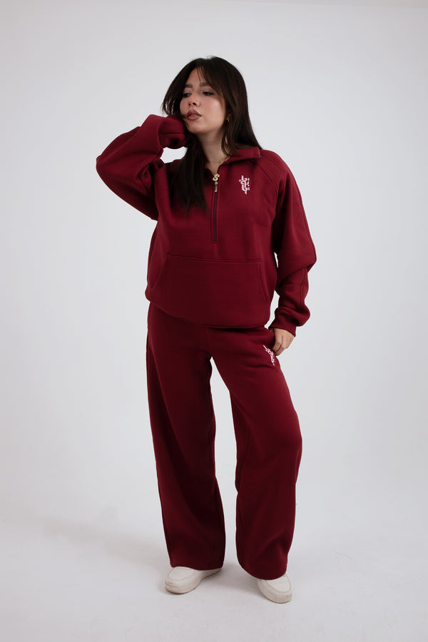 Burgundy Long Zipper suit (Women’s) - Yabooya