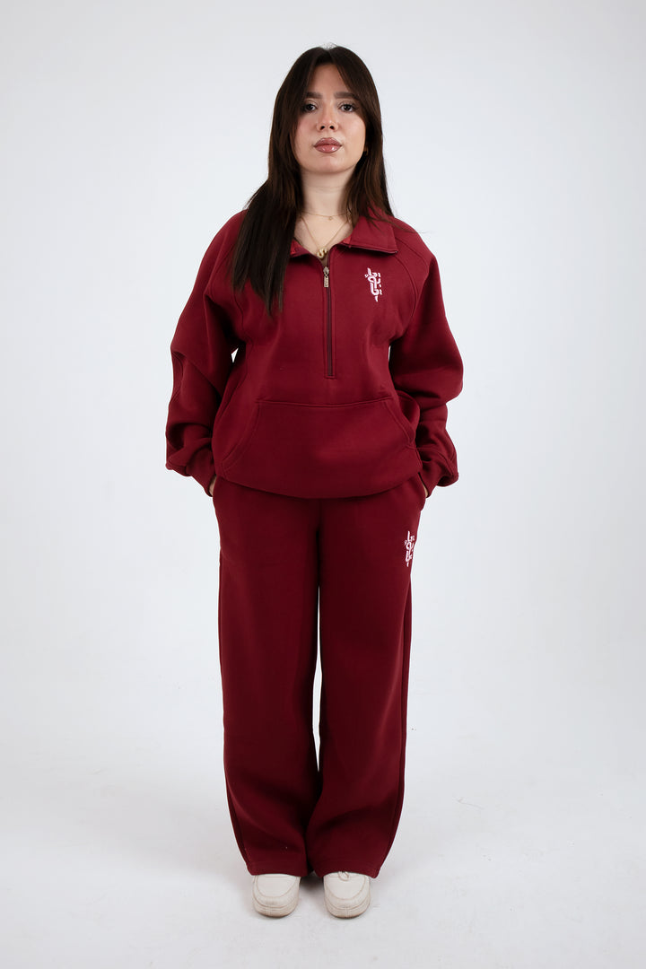 Burgundy Long Zipper suit (Women’s) - Yabooya