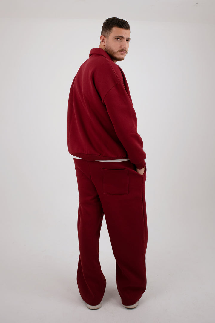 Burgundy Zipper Suit (Unisex) - Yabooya