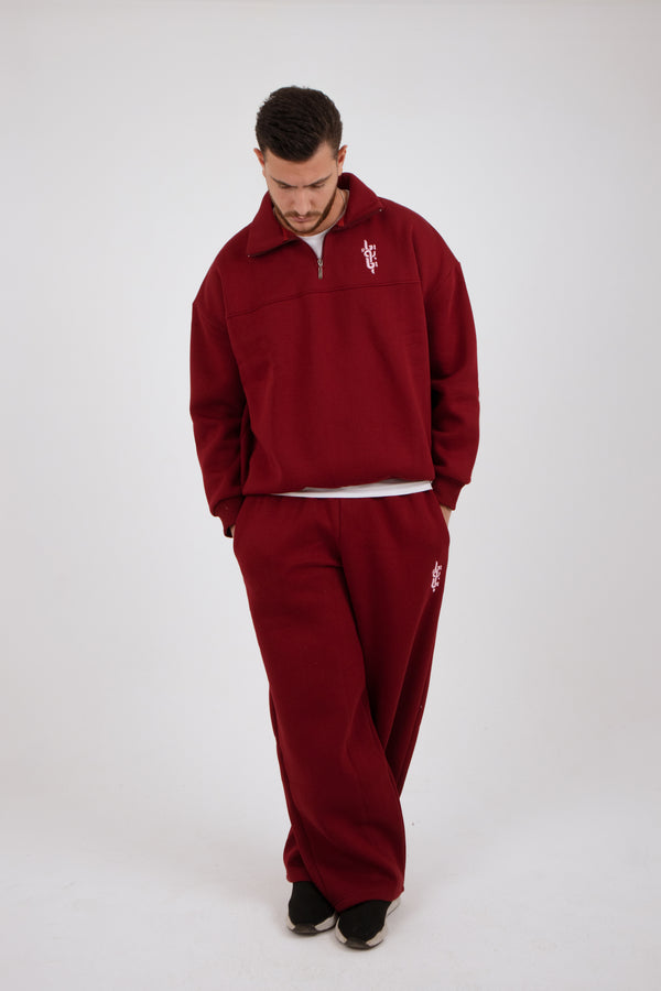 Burgundy Zipper Suit (Unisex) - Yabooya